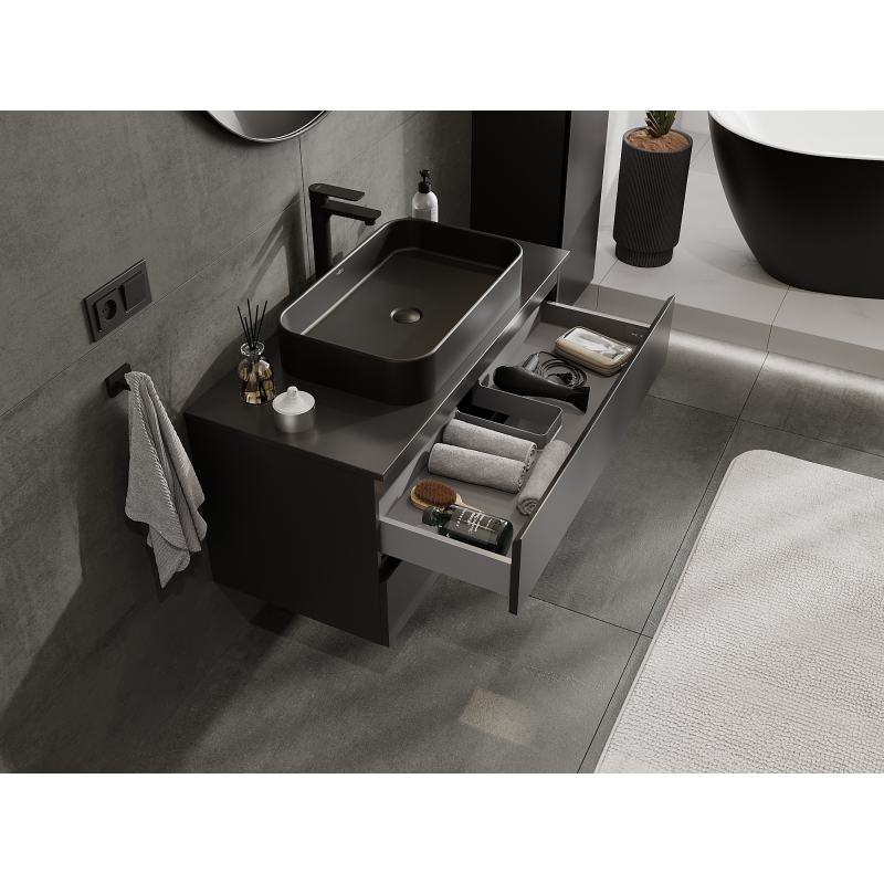 Mexen Orio fürdőszobai szekrény mosdó alá, 100 cm, 2 fiók, fekete matt - 91A10-10047-2-BFF71