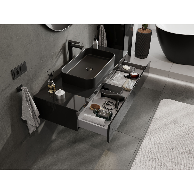 Mexen Orio dulap baie pentru lavoar 120 cm, 1 sertar, negru lucios - 91A10-12023-1-BF70