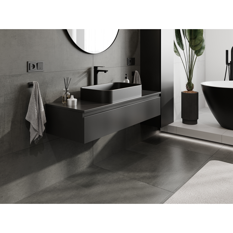 Mexen Orio fürdőszobai szekrény mosdó alá 120 cm, 1 fiók, fekete matt - 91A10-12023-1-BF71