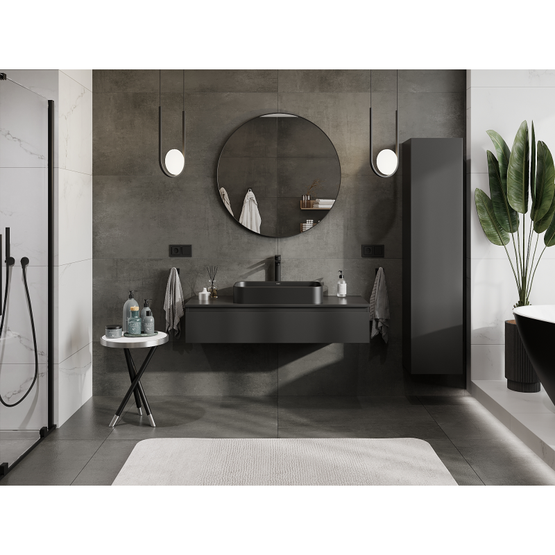 Mexen Orio dulap baie sub lavoar 120 cm, 1 sertar, negru mat - 91A10-12023-1-BF71