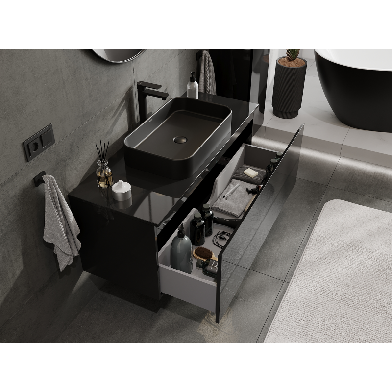 Mexen Orio dulap baie sub lavoar 120 cm, 1 sertar, negru lucios - 91A10-12047-1-BF70