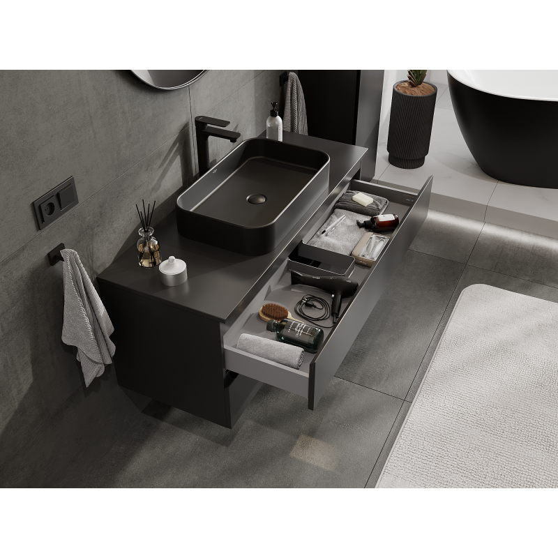 Mexen Orio dulap baie pentru lavoar 120 cm, 2 sertare, negru mat - 91A10-12047-2-BFF71