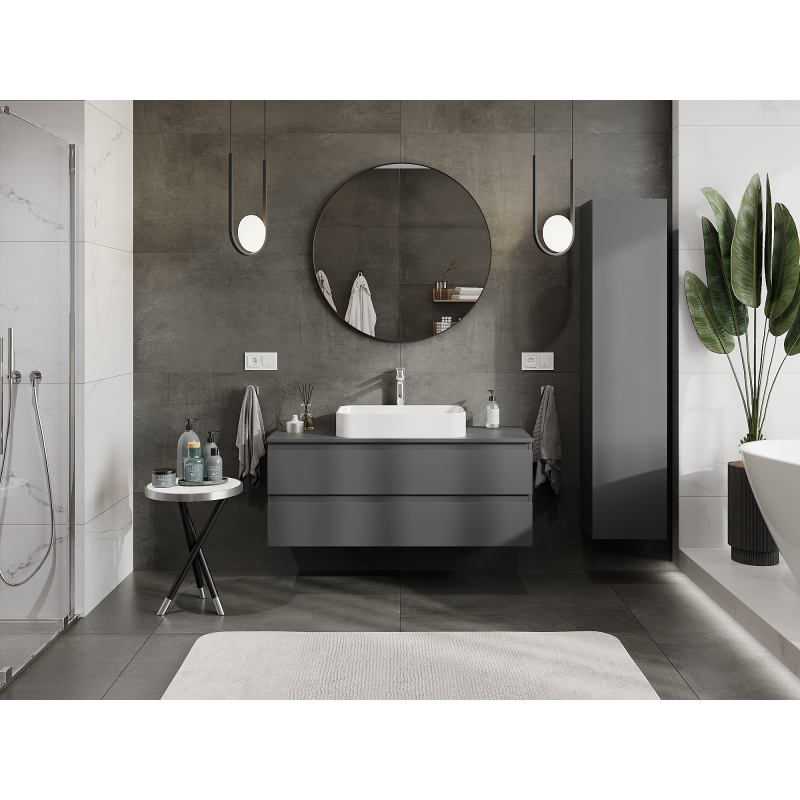 Mexen Orio fürdőszobai mosdószekrény 120 cm, 2 fiókos, matt grafit - 91A10-12047-2-BFF66