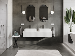 Mexen Orio 140 cm-es fürdőszobai szekrény mosdó alá, 1 fiók, fényes fehér - 91A10-14023-1-BF00