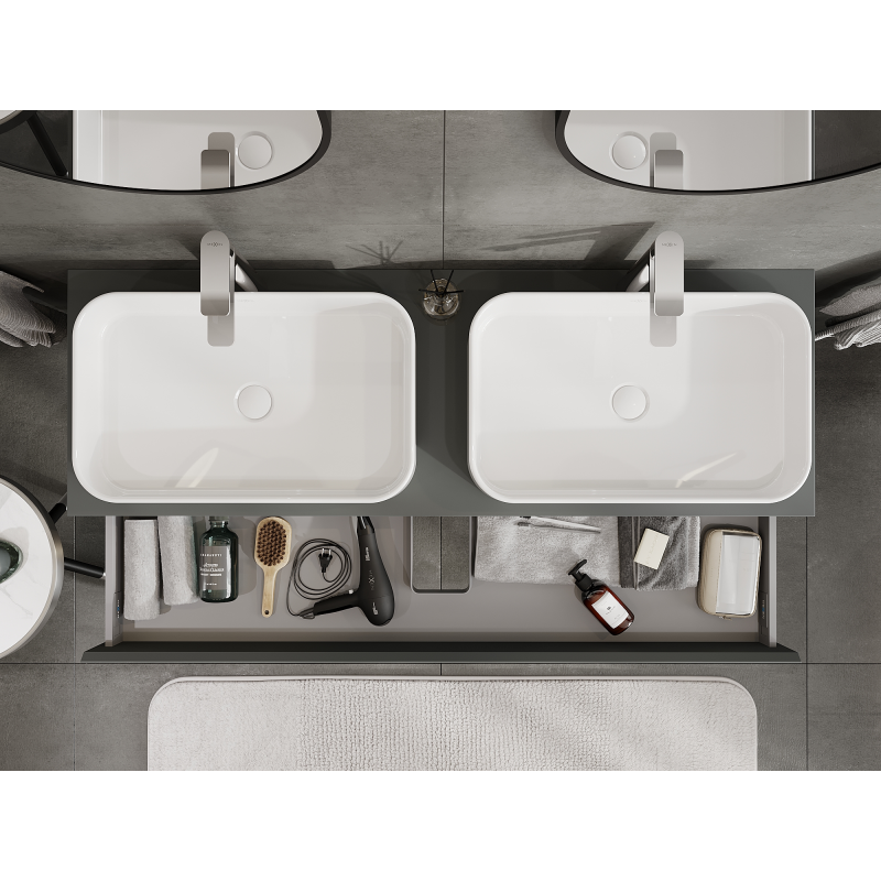 Mexen Orio fürdőszobai szekrény mosdó alá 140 cm, 1 fiók, grafit matt - 91A10-14023-1-BF66