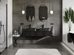 Mexen Orio fürdőszobai szekrény mosdókagyló alá 140 cm, 1 fiók, fekete fényes - 91A10-14023-1-BF70