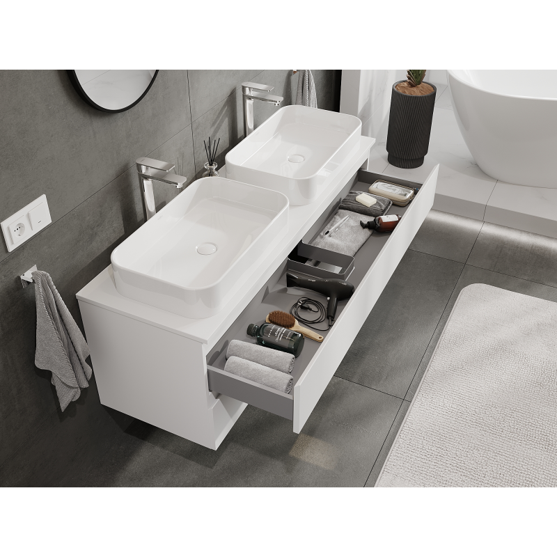 Mexen Orio fürdőszobai mosdószekrény 140 cm, 2 fiók, fehér matt - 91A10-14047-2-BFF01