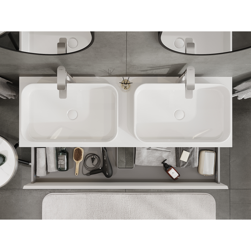 Mexen Orio fürdőszobai mosdószekrény 140 cm, 2 fiók, fehér matt - 91A10-14047-2-BFF01