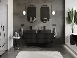 Mexen Orio fürdőszobai szekrény 140 cm, 2 fiók, fekete fényes - 91A10-14047-2-BFF70