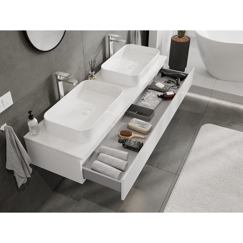 Mexen Orio dulap de baie sub lavoar 160 cm, 1 sertar, alb lucios - 91A10-16023-1-BF00