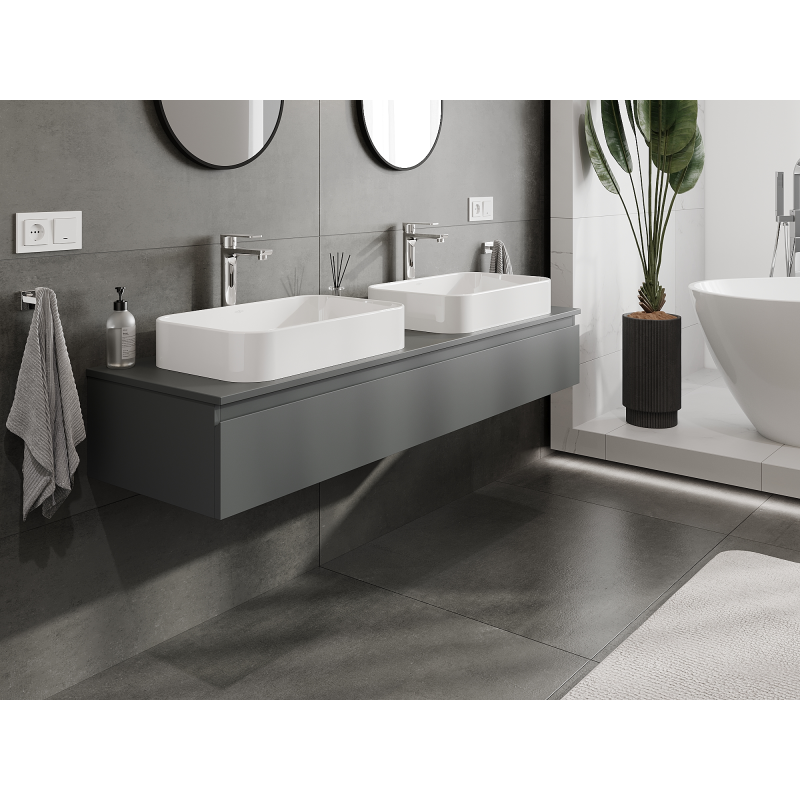 Mexen Orio fürdőszobai szekrény mosdó alatti 160 cm, 1 fiók, grafit matt - 91A10-16023-1-BF66