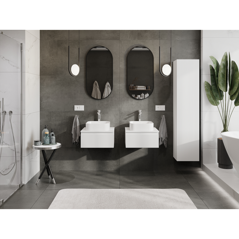 Mexen Rivel dulap de baie sub lavoar 50 cm, 1 sertar, cu riflaj, alb mat- 91A20-05023-1-BF01