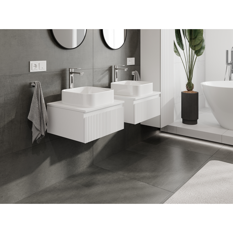 Mexen Rivel dulap de baie sub lavoar 50 cm, 1 sertar, cu riflaj, alb mat- 91A20-05023-1-BF01