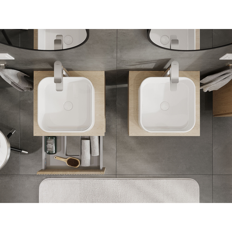 Mexen Rivel dulap de baie sub chiuvetă 50 cm, 1 sertar, texturat, stejar - 91A20-05023-1-BF81