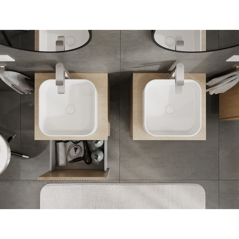 Mexen Rivel dulap baie sub lavoar 50 cm, 1 sertar, riflat, stejar - 91A20-05047-1-BF81