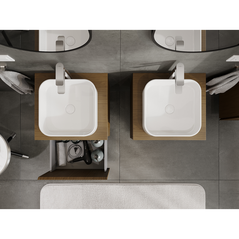 Mexen Rivel fürdőszobai szekrény mosdó alá 50 cm, 1 fiók, bordázott, dió - 91A20-05047-1-BF86