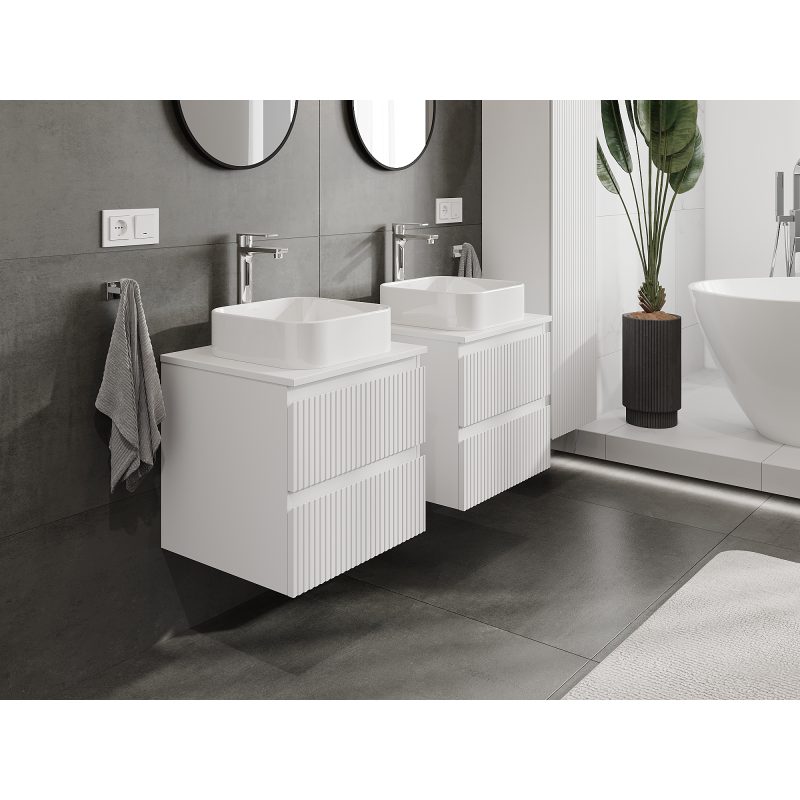 Mexen Rivel dulap de baie sub chiuvetă 50 cm, 2 sertare, canelat, alb mat - 91A20-05047-2-BFF01