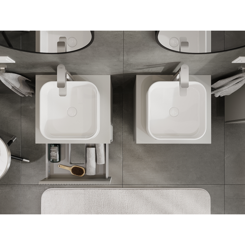 Mexen Rivel fürdőszobai mosdós szekrény 50 cm, 2 fiókos, bordázott, szürke matt - 91A20-05047-2-BFF62