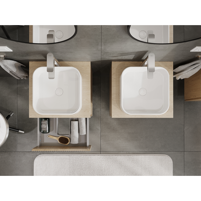 Mexen Rivel dulap pentru baie sub chiuvetă 50 cm, 2 sertare, cu șanțuri, stejar - 91A20-05047-2-BFF81