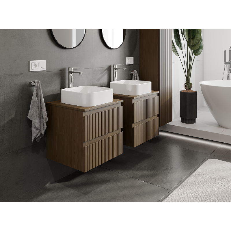 Mexen Rivel dulap baie sub chiuvetă 50 cm, 2 sertare, canelat, nuc - 91A20-05047-2-BFF86