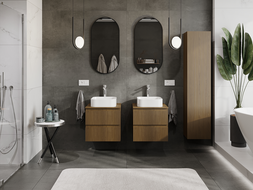 Mexen Rivel fürdőszobai mosdószekrény 50 cm, 2 fiókos, bordázott, dió - 91A20-05047-2-BFF86