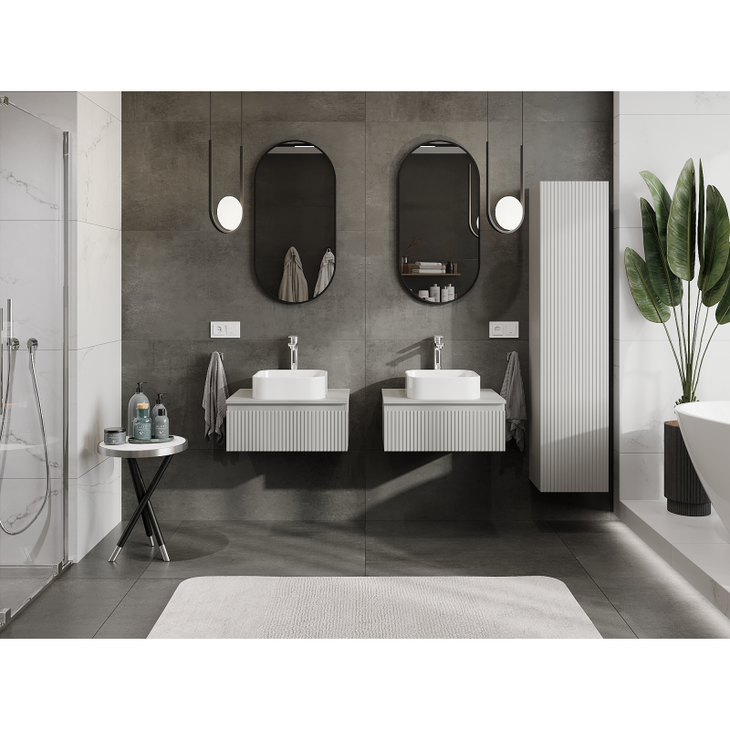 Mexen Rivel dulap baie sub lavoar 60 cm, 1 sertar, striat, gri mat - 91A20-06023-1-BF62