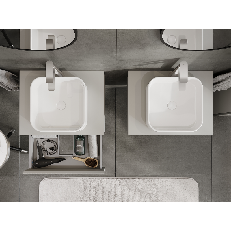 Mexen Rivel dulap baie sub lavoar 60 cm, 1 sertar, striat, gri mat - 91A20-06023-1-BF62