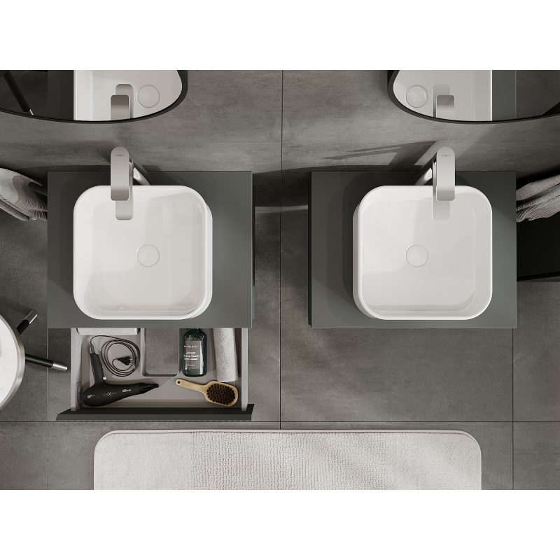 Mexen Rivel dulap baie sub lavoar 60 cm, 1 sertar, riflat, grafit mat - 91A20-06023-1-BF66