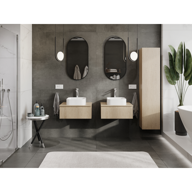 Mexen Rivel dulap baie sub chiuvetă 60 cm, 1 sertar, canelat, stejar - 91A20-06023-1-BF81