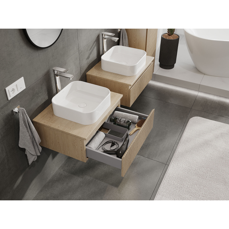 Mexen Rivel dulap baie sub chiuvetă 60 cm, 1 sertar, canelat, stejar - 91A20-06023-1-BF81