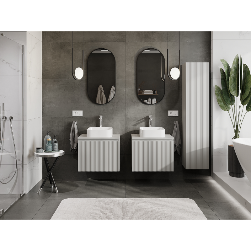 Mexen Rivel dulap baie sub chiuvetă 60 cm, 1 sertar, canelat, gri mat - 91A20-06047-1-BF62