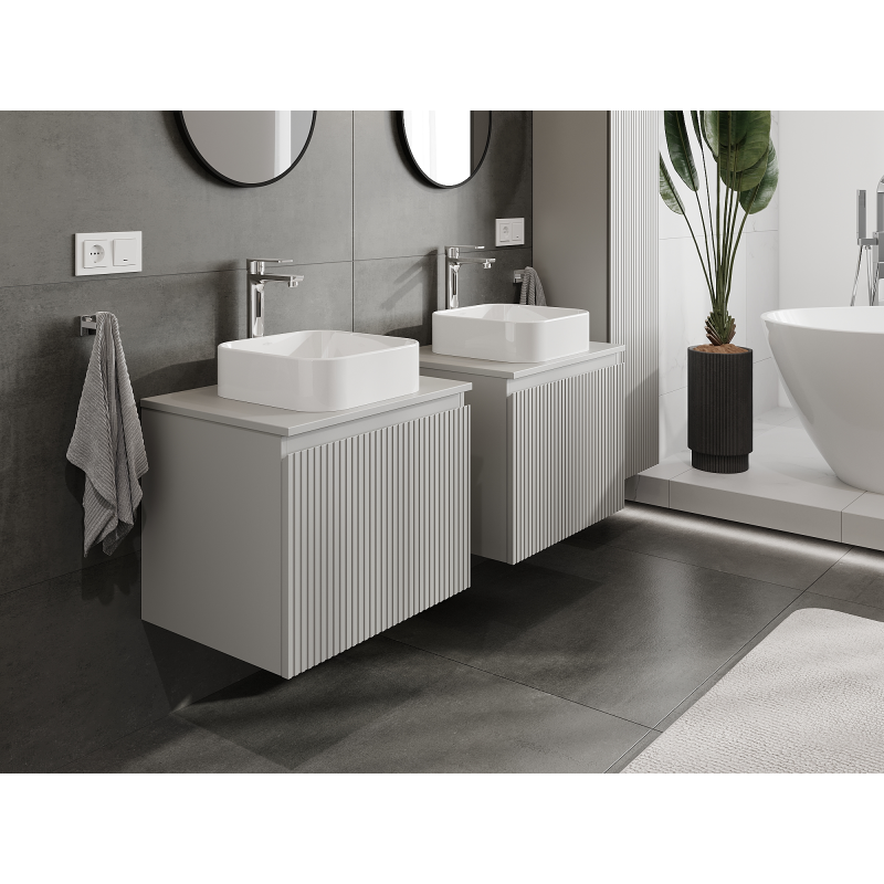 Mexen Rivel dulap baie sub chiuvetă 60 cm, 1 sertar, canelat, gri mat - 91A20-06047-1-BF62