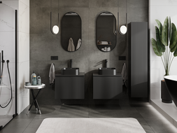 Mexen Rivel dulap baie sub chiuvetă 60 cm, 1 sertar, cu caneluri, negru mat - 91A20-06047-1-BF71