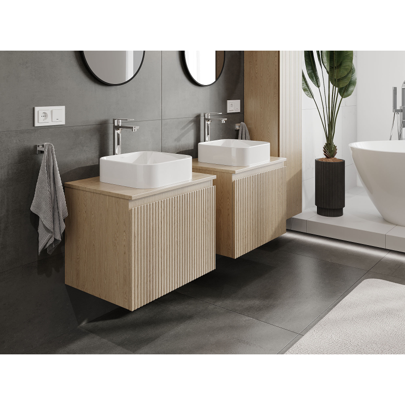 Mexen Rivel mosdó alatti szekrény 60 cm, 1 fiók, bordázott, tölgy - 91A20-06047-1-BF81