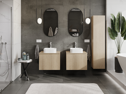 Mexen Rivel dulap baie sub lavoar 60 cm, 1 sertar, cu riflaje, stejar - 91A20-06047-1-BF81