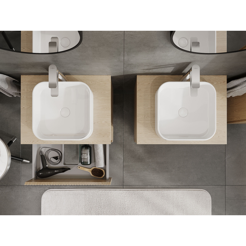 Mexen Rivel mosdó alatti szekrény 60 cm, 2 fiók, hornyos, tölgy - 91A20-06047-2-BFF81