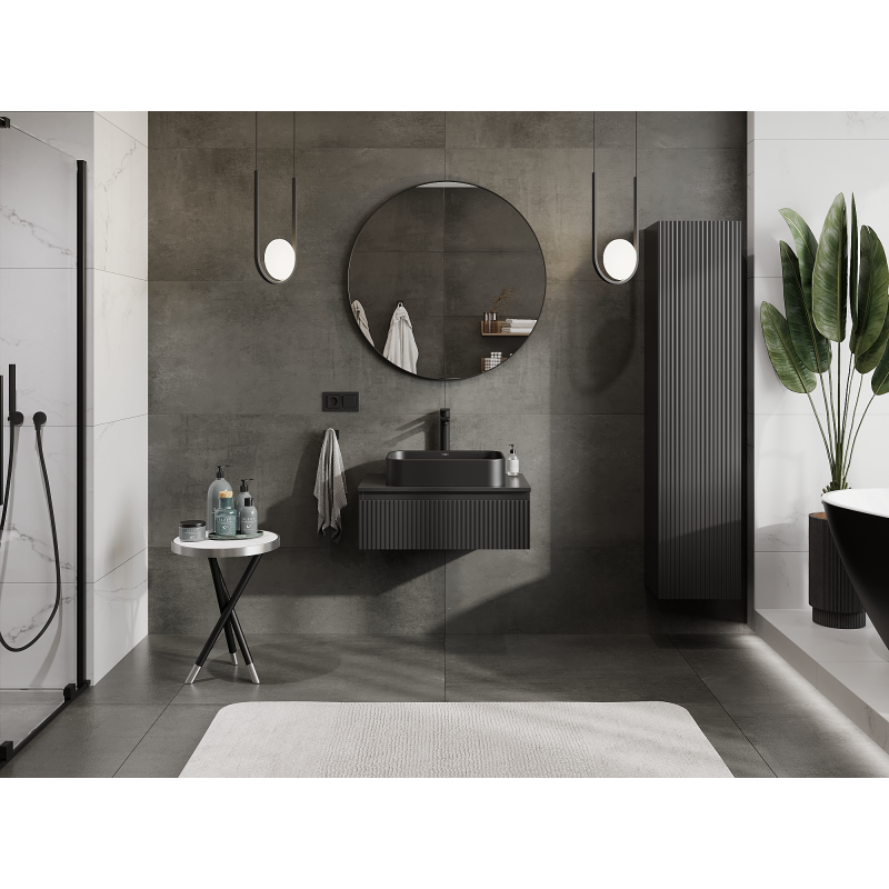 Mexen Rivel dulap de baie sub lavoar 70 cm, 1 sertar, riflat, grafit mat - 91A20-07023-1-BF71