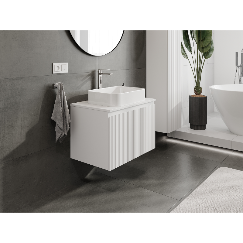 Mexen Rivel dulap bază lavoar 70 cm, 1 sertar, riflat, alb mat - 91A20-07047-1-BF01