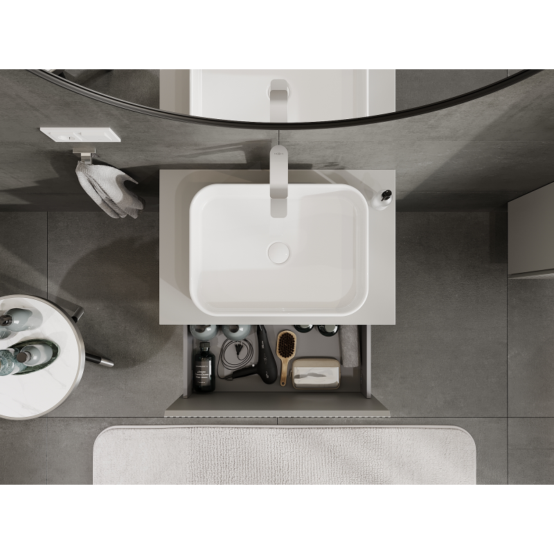 Mexen Rivel fürdőszobai szekrény mosdó alá 70 cm, 1 fiók, bordázott, szürke matt - 91A20-07047-1-BF62