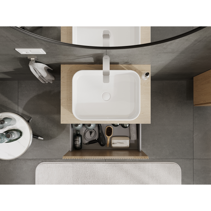 Mexen Rivel fürdőszobai mosdó alatti szekrény 70 cm, 1 fiók, bordázott, tölgy - 91A20-07047-1-BF81