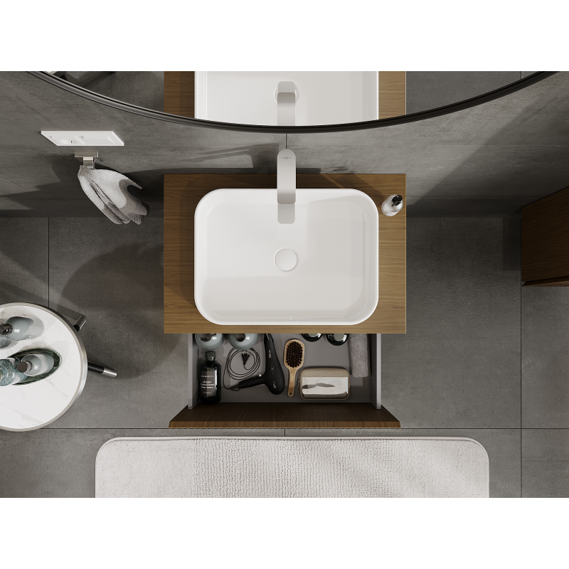 Mexen Rivel dulap de baie sub lavoar 70 cm, 1 sertar, canelat, nuc - 91A20-07047-1-BF86