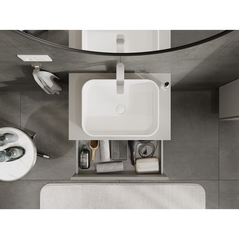 Mexen Rivel fürdőszobai mosdó alatti szekrény, 70 cm, 2 fiókos, bordázott, szürke matt - 91A20-07047-2-BFF62