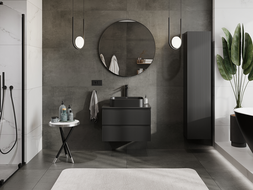 Mexen Rivel fürdőszobai szekrény mosdó alá 70 cm, 2 fiók, barázdált, fekete matt - 91A20-07047-2-BFF71