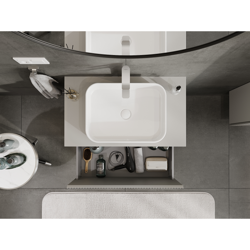 Mexen Rivel fürdőszobai mosdó alatti szekrény 80 cm, 1 fiók, bordázott, szürke matt - 91A20-08047-1-BF62