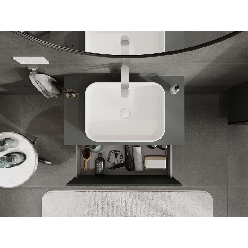 Mexen Rivel dulap de baie sub chiuvetă 80 cm, 1 sertar, canelat, grafit mat - 91A20-08047-1-BF66