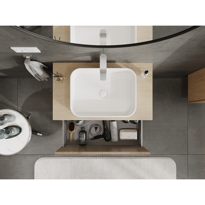 Mexen Rivel dulap de baie sub chiuvetă 80 cm, 1 sertar, canelat, stejar - 91A20-08047-1-BF81