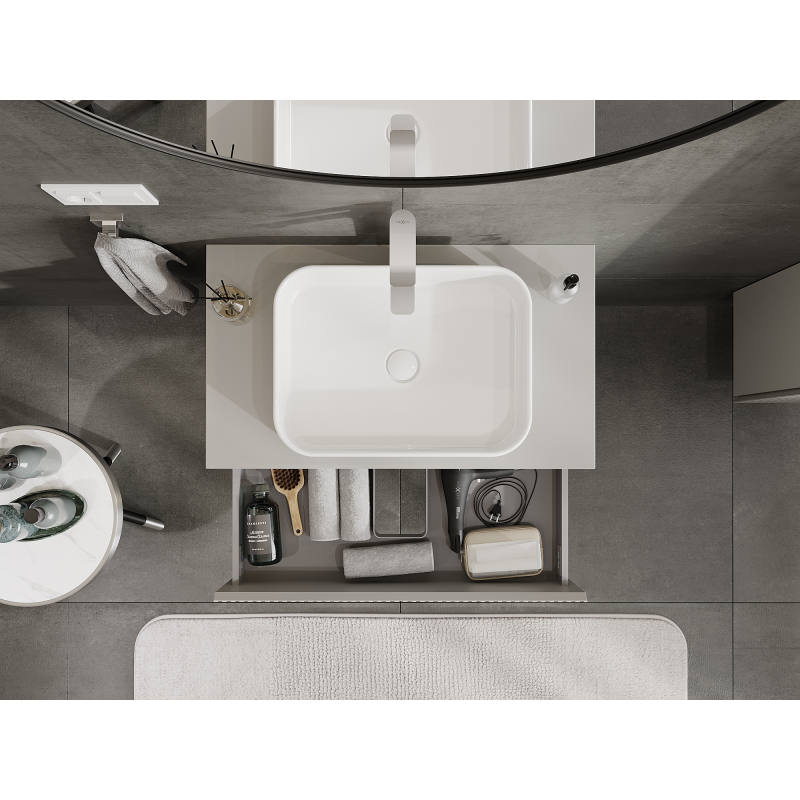 Mexen Rivel dulap baie sub lavoar 80 cm, 2 sertare, striat, gri mat - 91A20-08047-2-BFF62