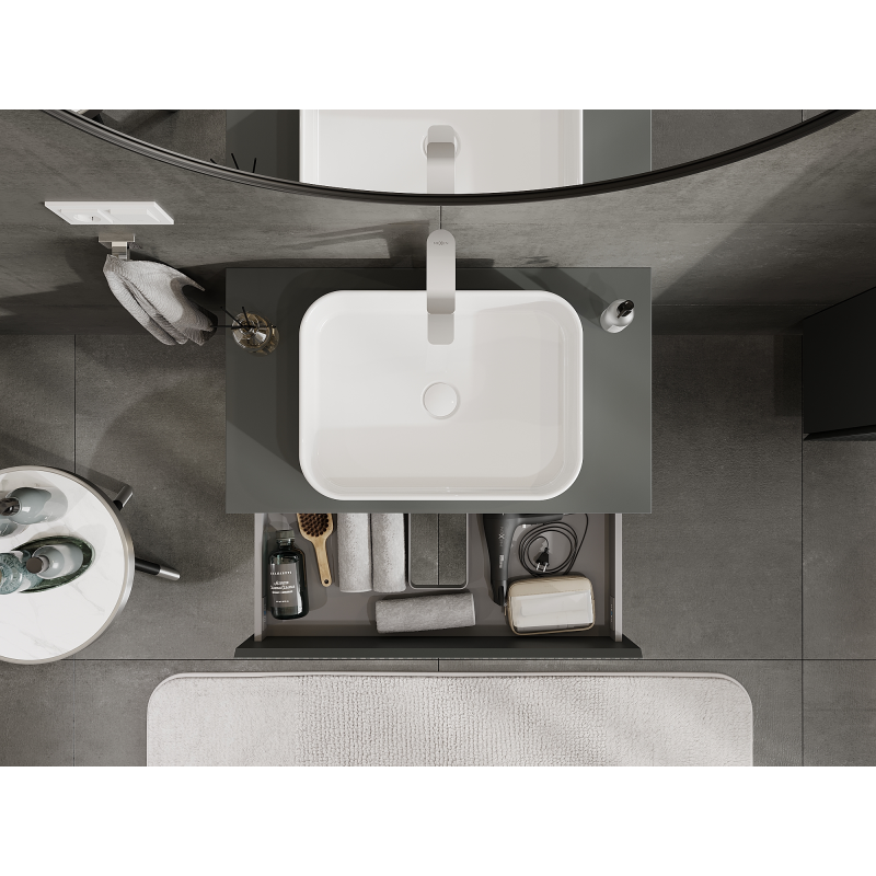 Mexen Rivel dulap baie sub chiuvetă 80 cm, 2 sertare, canelat, grafit mat - 91A20-08047-2-BFF66