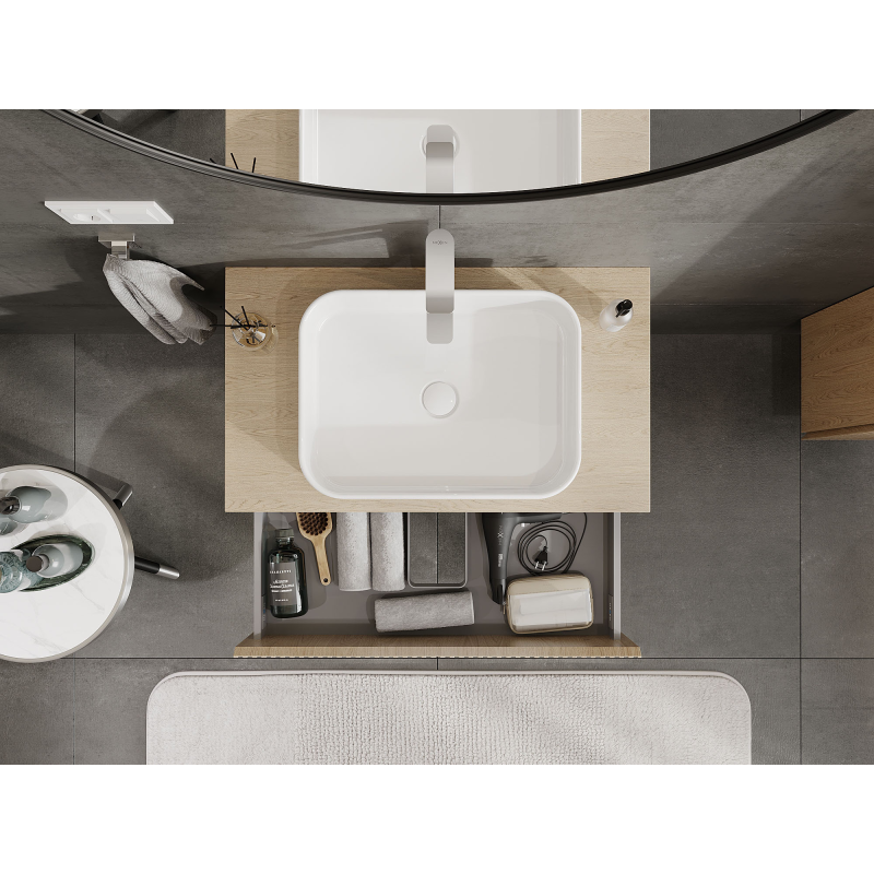 Mexen Rivel dulap baie sub chiuvetă 80 cm, 2 sertare, canelat, stejar - 91A20-08047-2-BFF81