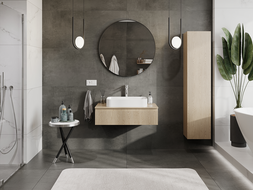 Mexen Rivel fürdőszobai mosdószekrény 90 cm, 1 fiók, barázdált, tölgy - 91A20-09023-1-BF81